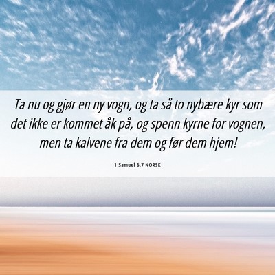Picture 06 - 1 Samuel 6:7 NORSK - Ta nu og gjør en ny vogn, og ta så to nybære - Bible Verse Picture