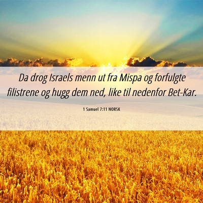 Picture 06 - 1 Samuel 7:11 NORSK - Da drog Israels menn ut fra Mispa og forfulgte - Bible Verse Picture