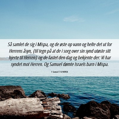 Picture 06 - 1 Samuel 7:6 NORSK - Så samlet de sig i Mispa, og de øste op vann og - Bible Verse Picture