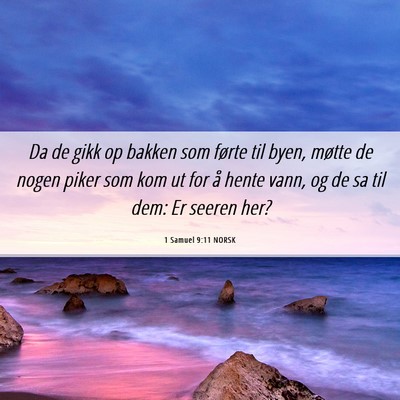 Picture 06 - 1 Samuel 9:11 NORSK - Da de gikk op bakken som førte til byen, møtte - Bible Verse Picture