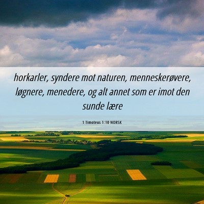 Picture 06 - 1 Timoteus 1:10 NORSK - horkarler, syndere mot naturen, menneskerøvere, - Bible Verse Picture