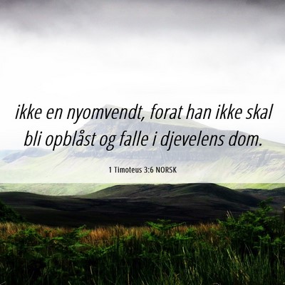 Picture 06 - 1 Timoteus 3:6 NORSK - ikke en nyomvendt, forat han ikke skal bli - Bible Verse Picture
