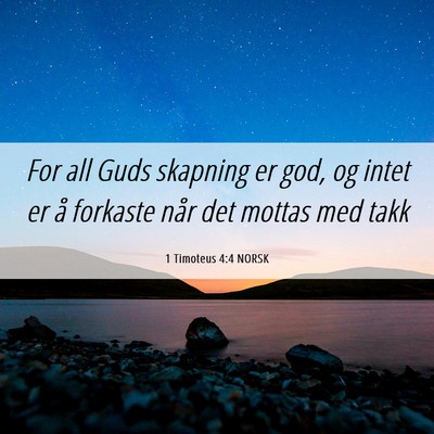 Picture 06 - 1 Timoteus 4:4 NORSK - For all Guds skapning er god, og intet er å - Bible Verse Picture