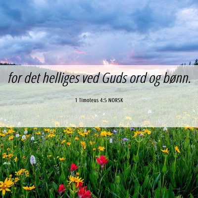 Picture 06 - 1 Timoteus 4:5 NORSK - for det helliges ved Guds ord og - Bible Verse Picture