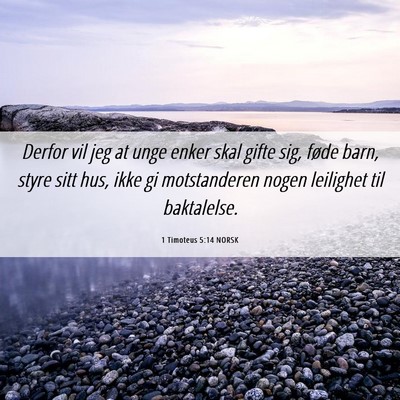 Picture 06 - 1 Timoteus 5:14 NORSK - Derfor vil jeg at unge enker skal gifte sig, - Bible Verse Picture
