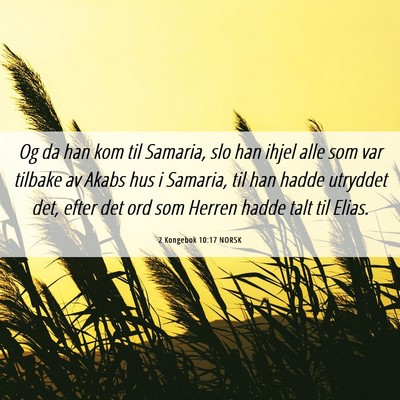 Picture 06 - 2 Kongebok 10:17 NORSK - Og da han kom til Samaria, slo han ihjel alle som - Bible Verse Picture