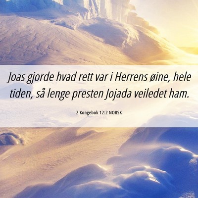 Picture 06 - 2 Kongebok 12:2 NORSK - Joas gjorde hvad rett var i Herrens øine, hele - Bible Verse Picture