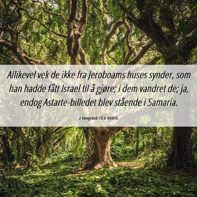 Picture 06 - 2 Kongebok 13:6 NORSK - Allikevel vek de ikke fra Jeroboams huses synder, - Bible Verse Picture