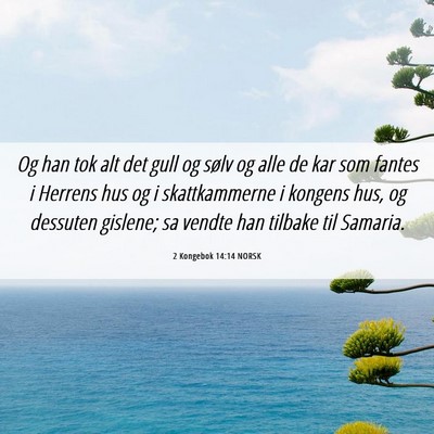 Picture 06 - 2 Kongebok 14:14 NORSK - Og han tok alt det gull og sølv og alle de kar - Bible Verse Picture