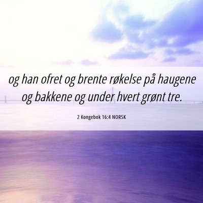 Picture 06 - 2 Kongebok 16:4 NORSK - og han ofret og brente røkelse på haugene og - Bible Verse Picture