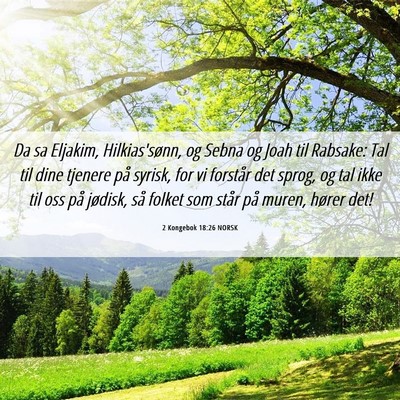 Picture 06 - 2 Kongebok 18:26 NORSK - Da sa Eljakim, Hilkias'sønn, og Sebna og Joah - Bible Verse Picture