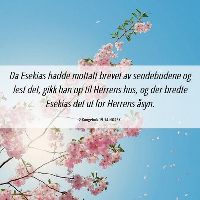 Picture 06 - 2 Kongebok 19:14 NORSK - Da Esekias hadde mottatt brevet av sendebudene og - Bible Verse Picture