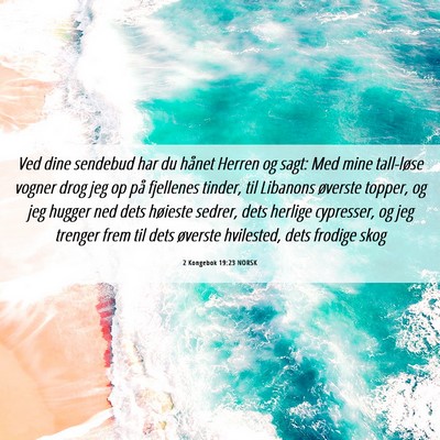 Picture 06 - 2 Kongebok 19:23 NORSK - Ved dine sendebud har du hånet Herren og sagt: - Bible Verse Picture