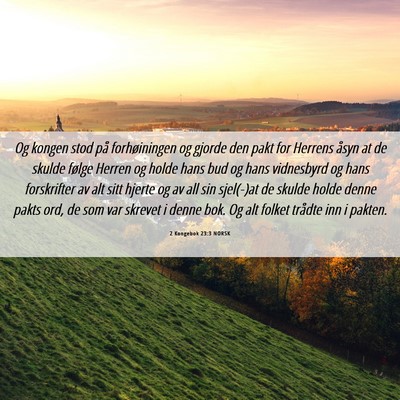 Picture 06 - 2 Kongebok 23:3 NORSK - Og kongen stod på forhøiningen og gjorde den - Bible Verse Picture