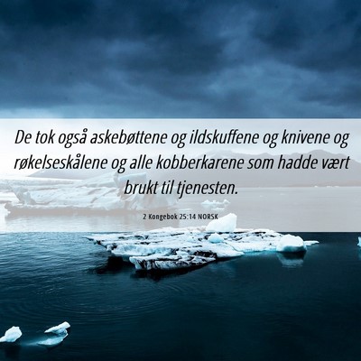 Picture 06 - 2 Kongebok 25:14 NORSK - De tok også askebøttene og ildskuffene og - Bible Verse Picture
