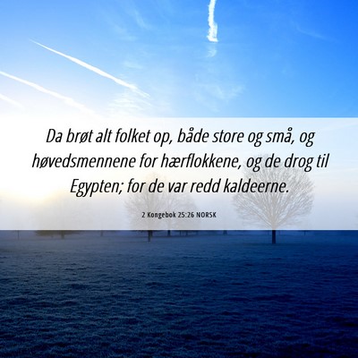 Picture 06 - 2 Kongebok 25:26 NORSK - Da brøt alt folket op, både store og små, og - Bible Verse Picture