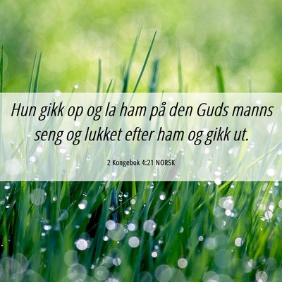 Picture 06 - 2 Kongebok 4:21 NORSK - Hun gikk op og la ham på den Guds manns seng og - Bible Verse Picture