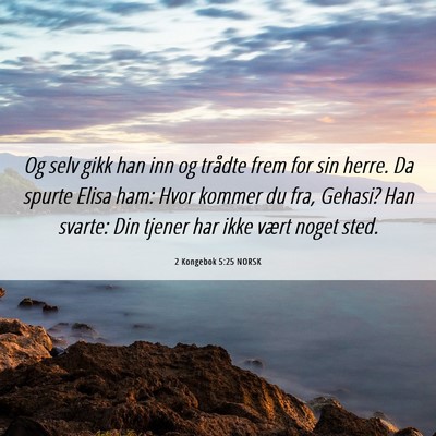 Picture 06 - 2 Kongebok 5:25 NORSK - Og selv gikk han inn og trådte frem for sin - Bible Verse Picture