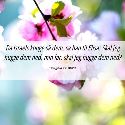 Picture 06 - 2 Kongebok 6:21 NORSK - Da Israels konge så dem, sa han til Elisa: Skal - Bible Verse Picture