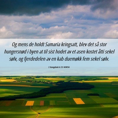 Picture 06 - 2 Kongebok 6:25 NORSK - Og mens de holdt Samaria kringsatt, blev det så - Bible Verse Picture