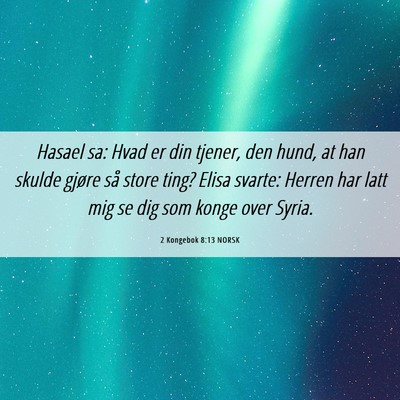Picture 06 - 2 Kongebok 8:13 NORSK - Hasael sa: Hvad er din tjener, den hund, at han - Bible Verse Picture