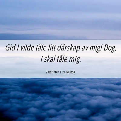 Picture 06 - 2 Korinter 11:1 NORSK - Gid I vilde tåle litt dårskap av mig! Dog, I - Bible Verse Picture