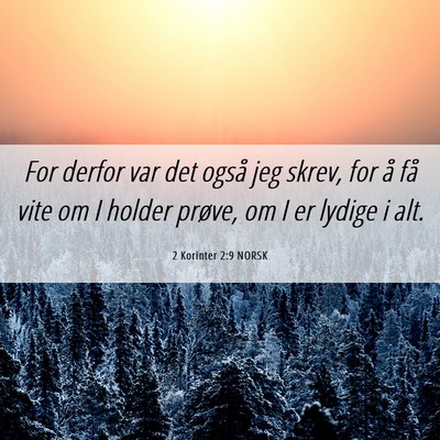 Picture 06 - 2 Korinter 2:9 NORSK - For derfor var det også jeg skrev, for å få - Bible Verse Picture