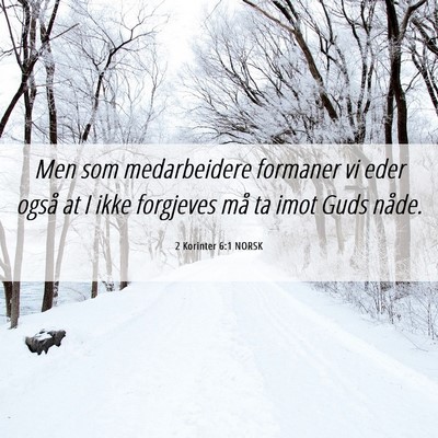 Picture 06 - 2 Korinter 6:1 NORSK - Men som medarbeidere formaner vi eder også at I - Bible Verse Picture