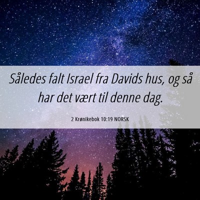 Picture 06 - 2 Krønikebok 10:19 NORSK - Således falt Israel fra Davids hus, og så har - Bible Verse Picture