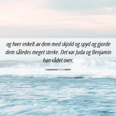 Picture 06 - 2 Krønikebok 11:12 NORSK - og hver enkelt av dem med skjold og spyd og - Bible Verse Picture