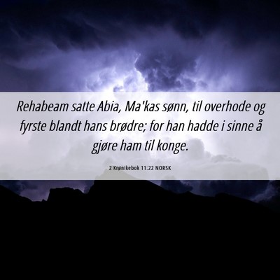 Picture 06 - 2 Krønikebok 11:22 NORSK - Rehabeam satte Abia, Ma'kas sønn, til overhode - Bible Verse Picture