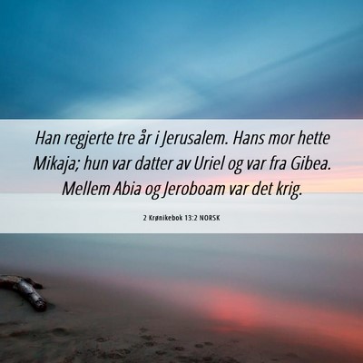 Picture 06 - 2 Krønikebok 13:2 NORSK - Han regjerte tre år i Jerusalem. Hans mor hette - Bible Verse Picture
