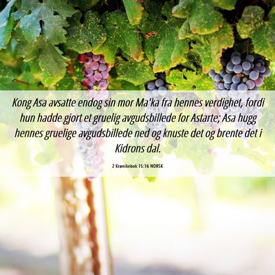 Picture 06 - 2 Krønikebok 15:16 NORSK - Kong Asa avsatte endog sin mor Ma'ka fra hennes - Bible Verse Picture