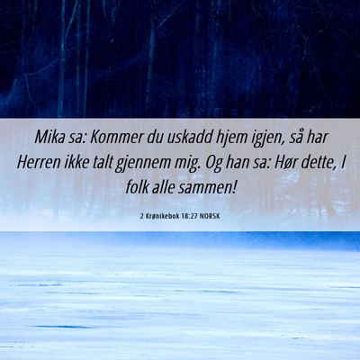 Picture 06 - 2 Krønikebok 18:27 NORSK - Mika sa: Kommer du uskadd hjem igjen, så har - Bible Verse Picture