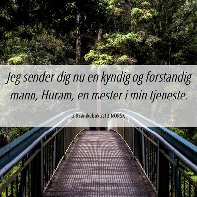 Picture 06 - 2 Krønikebok 2:13 NORSK - Jeg sender dig nu en kyndig og forstandig mann, - Bible Verse Picture