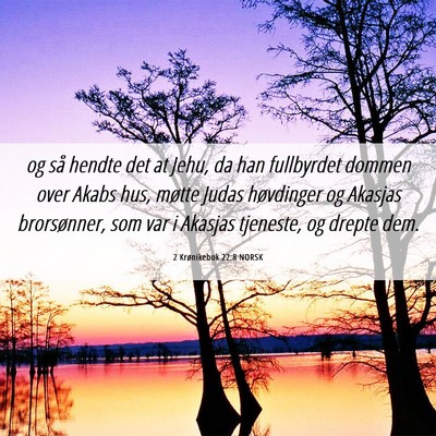 Picture 06 - 2 Krønikebok 22:8 NORSK - og så hendte det at Jehu, da han fullbyrdet - Bible Verse Picture