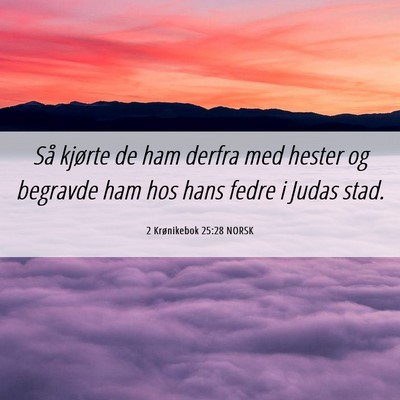 Picture 06 - 2 Krønikebok 25:28 NORSK - Så kjørte de ham derfra med hester og begravde - Bible Verse Picture