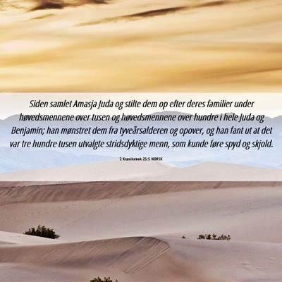 Picture 06 - 2 Krønikebok 25:5 NORSK - Siden samlet Amasja Juda og stilte dem op efter - Bible Verse Picture