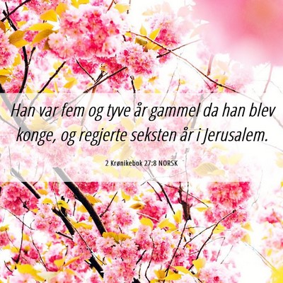 Picture 06 - 2 Krønikebok 27:8 NORSK - Han var fem og tyve år gammel da han blev konge, - Bible Verse Picture