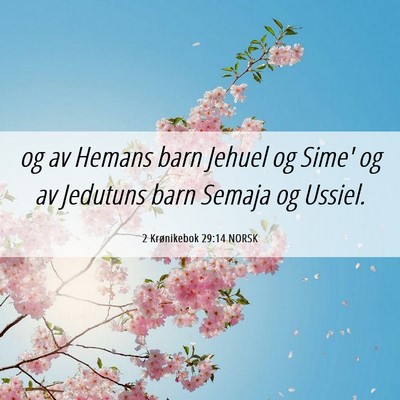 Picture 06 - 2 Krønikebok 29:14 NORSK - og av Hemans barn Jehuel og Sime' og av Jedutuns - Bible Verse Picture