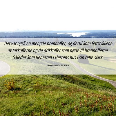 Picture 06 - 2 Krønikebok 29:35 NORSK - Det var også en mengde brennoffer, og dertil kom - Bible Verse Picture