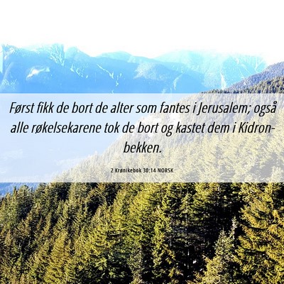 Picture 06 - 2 Krønikebok 30:14 NORSK - Først fikk de bort de alter som fantes i - Bible Verse Picture