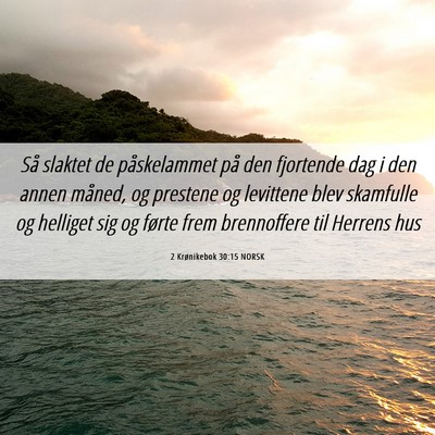 Picture 06 - 2 Krønikebok 30:15 NORSK - Så slaktet de påskelammet på den fjortende dag - Bible Verse Picture