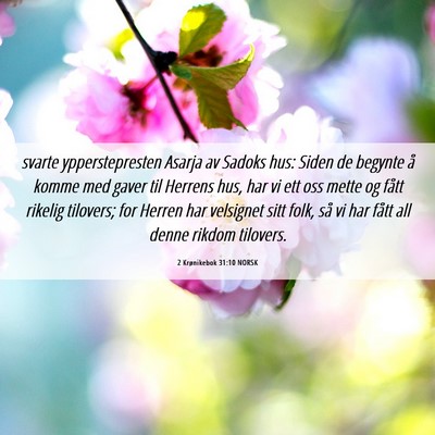 Picture 06 - 2 Krønikebok 31:10 NORSK - svarte ypperstepresten Asarja av Sadoks hus: - Bible Verse Picture