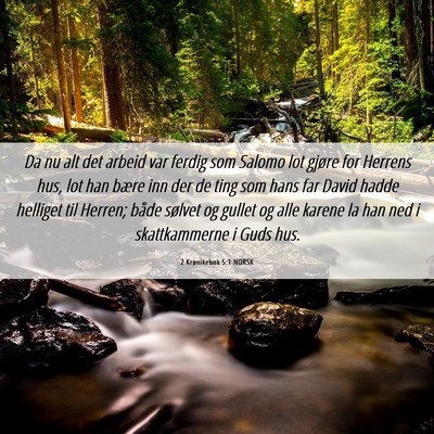 Picture 06 - 2 Krønikebok 5:1 NORSK - Da nu alt det arbeid var ferdig som Salomo lot - Bible Verse Picture