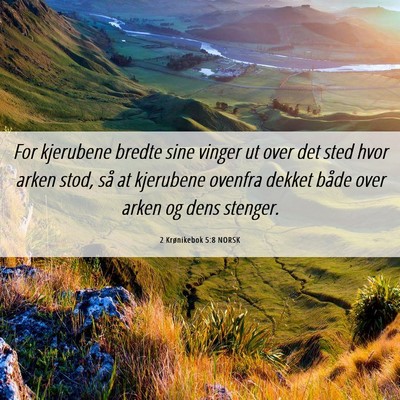 Picture 06 - 2 Krønikebok 5:8 NORSK - For kjerubene bredte sine vinger ut over det sted - Bible Verse Picture
