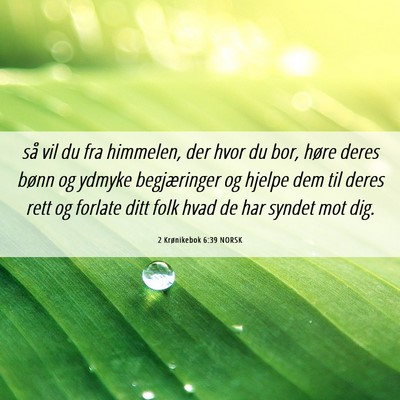 Picture 06 - 2 Krønikebok 6:39 NORSK - så vil du fra himmelen, der hvor du bor, høre - Bible Verse Picture