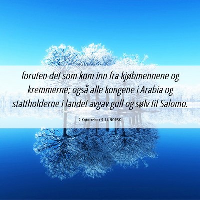 Picture 06 - 2 Krønikebok 9:14 NORSK - foruten det som kom inn fra kjøbmennene og - Bible Verse Picture