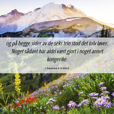 Picture 06 - 2 Krønikebok 9:19 NORSK - og på begge sider av de seks trin stod det tolv - Bible Verse Picture