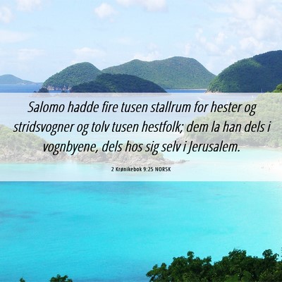 Picture 06 - 2 Krønikebok 9:25 NORSK - Salomo hadde fire tusen stallrum for hester og - Bible Verse Picture